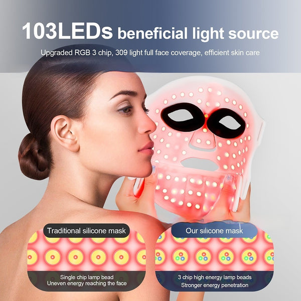 Masque professionnel silicone, luminothérapie, 7 soins en un seul masque, rechargeable.