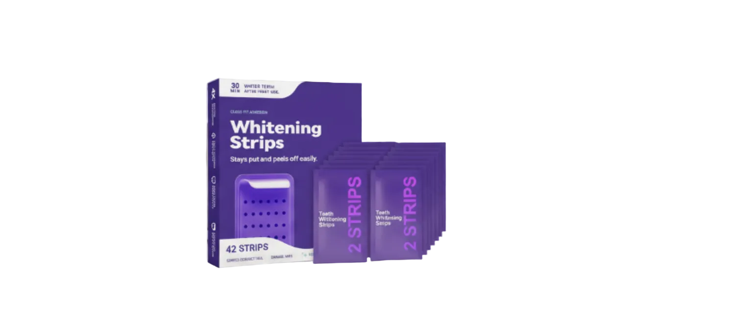 Bandes blanchissantes violettes pour les dents – gel nettoyant buccal