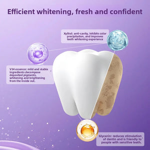 Teeth Whitening Dental Sticker – V34 Bright and Dazzling Dental Patch, Portable Set of 14 Pairs to Eliminate Yellowing and Stains